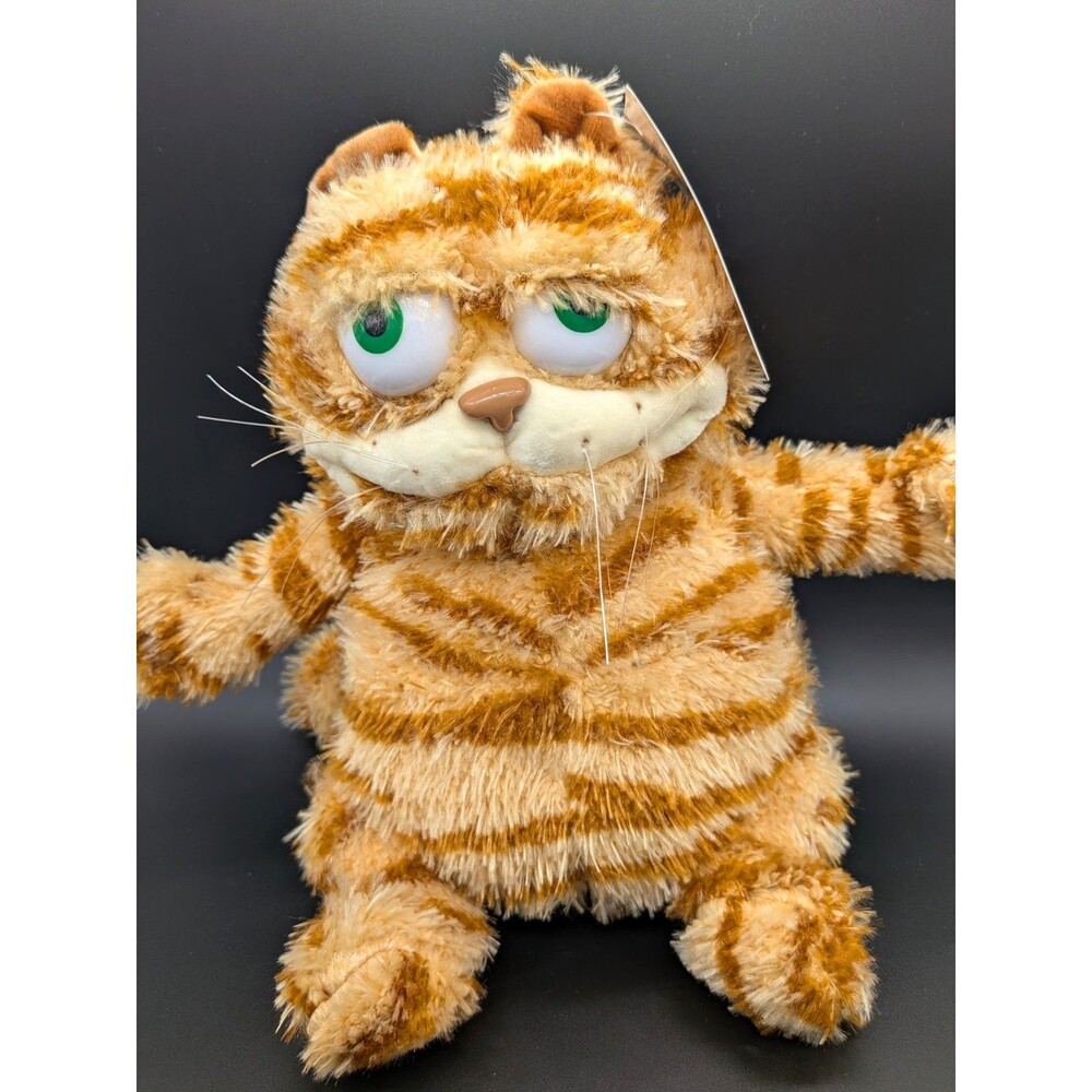 TABBY Orange Striped Cat Plush Green Eyes Grumpy Kitty Stuffed Animal NWT